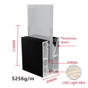 1003 Adjustable Glass U Channel Glass System Aluminum Alloy U-shape Groove with LED Slot