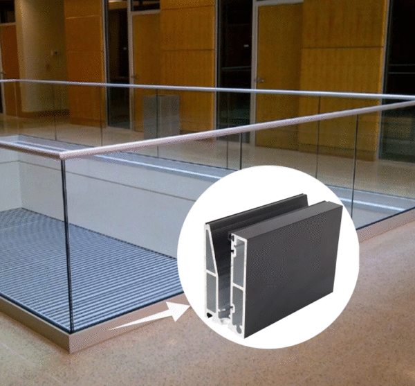 1003 Adjustable Glass U Channel Glass System Aluminum Alloy U-shape Groove with LED Slot - Image 2