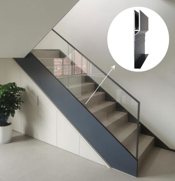 1007 Side Mounted Frameless Glass Panel Aluminum Base Shoe U Channel
