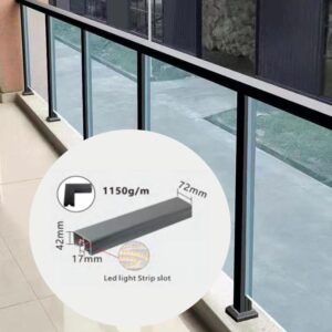 BR02 Aluminum Alloy Glass Handrail LED Slot Outdoor Handrail Metal Handrail