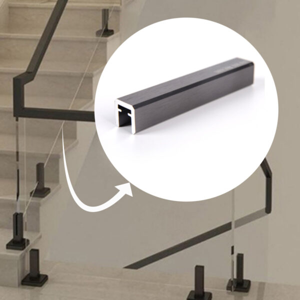 GR020 Contemporary Design Customized Brushed & Matt Aluminum Handrails Indoor Stair Glass Railings