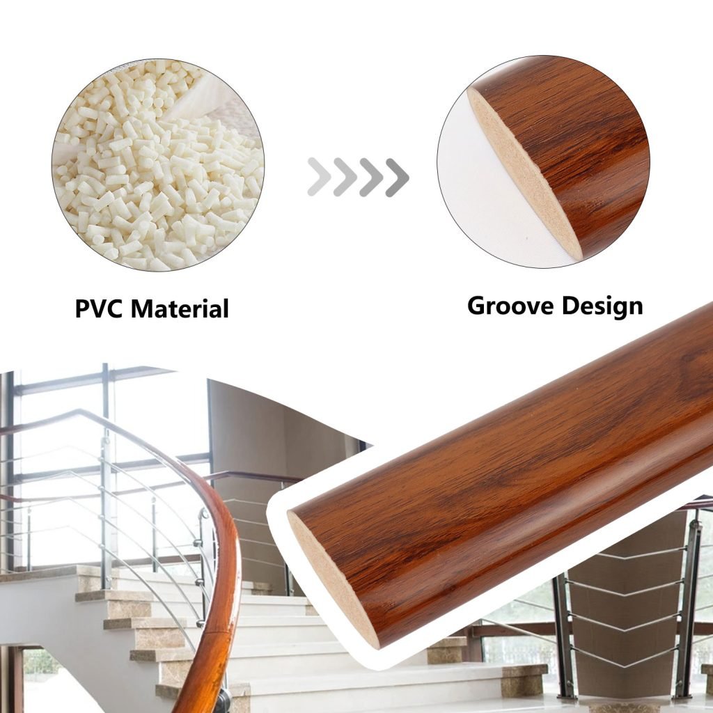 100 Simple Oval PVC Handrail Curved Stair PVC Railing Multiple Color ...