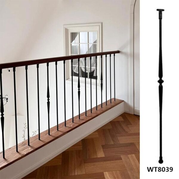 WT8039 Ornamental Aluminum Black Railing Balusters Elegant Support for Stairs