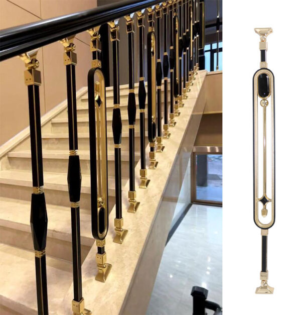 WT9023 Vintage Villa Golden Aluminum Balusters Handrails Bracket Indoor Railings DIY Design