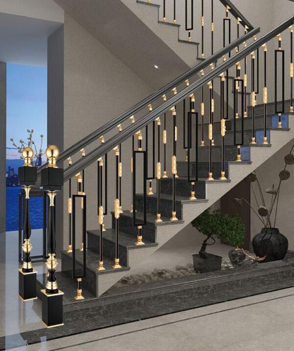 WT9039 Aluminum Staircase Baluster Chinese Style Carved Post Staircase Manufacturer - Image 3