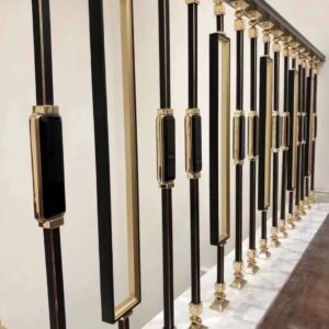 WT9027 Light Luxury Contemporary Aluminum Stair Railing Villa Stair Spindles