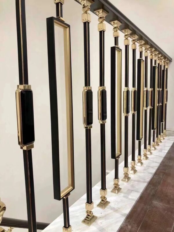 WT9030 Unique Modern Indoor Stair Railing Custom Wrought Iron & Glass Stair Balustrade Design - Image 2