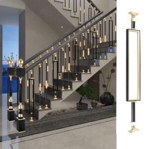 WT9030 Unique Modern Indoor Stair Railing Custom Wrought Iron & Glass Stair Balustrade Design