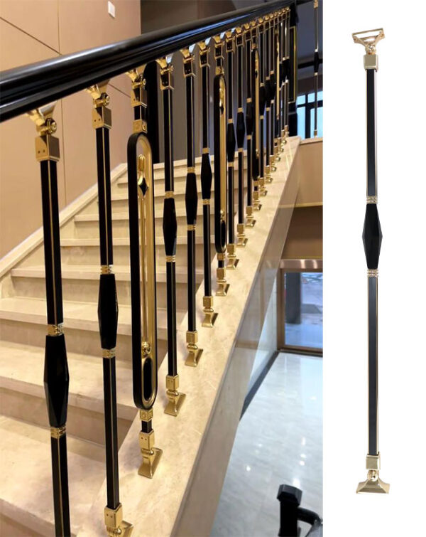 WT9025 Luxury Golden Aluminum Balusters Railings Stair Bracket Spindles Indoor DIY Design
