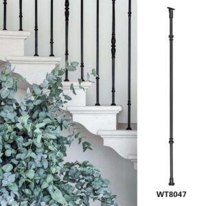 WT8047 Simple Black Aluminum Stair Balusters Ripple Pattern Aluminum Spindles