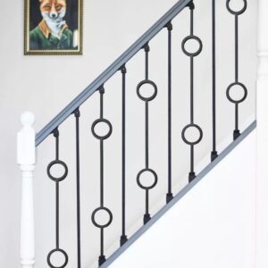 WTH5004 Black Iron Outdoor or Indoor Railing Spindle for Stair with Two Rings