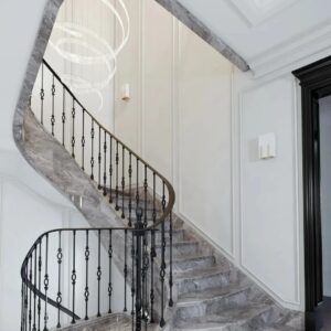 WTH5008 Modern Powder Coated Black Post Wrought Iron Balustrade