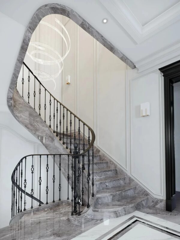 WTH5008 Modern Powder Coated Black Post Wrought Iron Balustrade