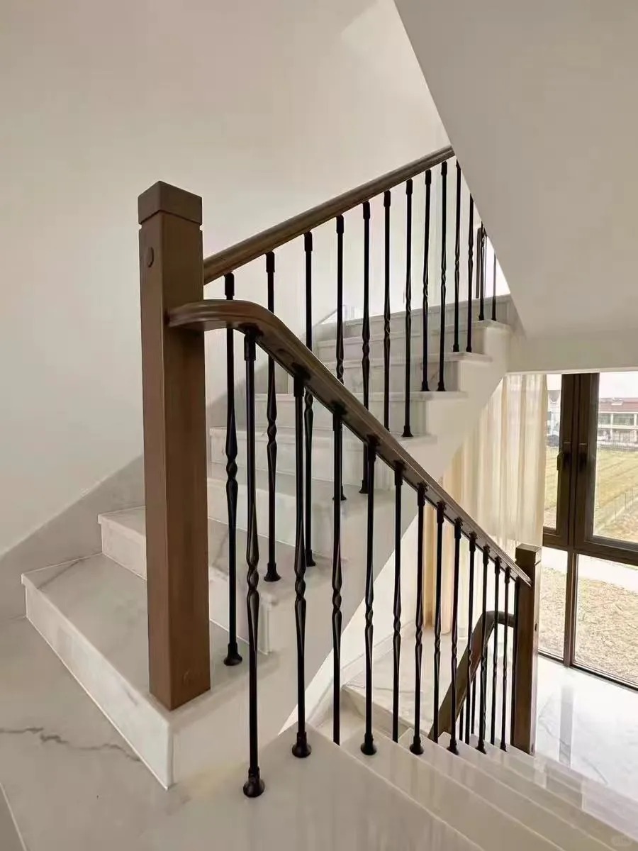 WTH5009 Custom Matt Black Square Post Stair Railing Modern Design for Villa Application - Image 2