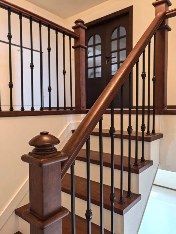 WTH5013 Modern Design Wrought Iron Verandas Indoor Stair Railings and Balusters for Villas Durable Wrought Iron Staircase Features