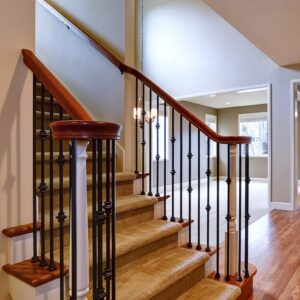 WTH5020 Custom High-End Wrought Iron Art Stair Post Simple Modern Minimalist Exquisite Design Durable Feature for Villas