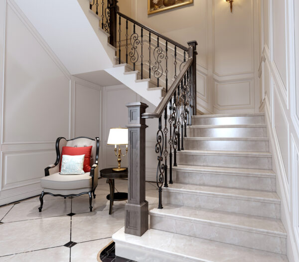 WTH5032 Modern Indoor ost Stair Railing Wrought Iron Handrails for Villa Elegant Indoor Decorative Accessory