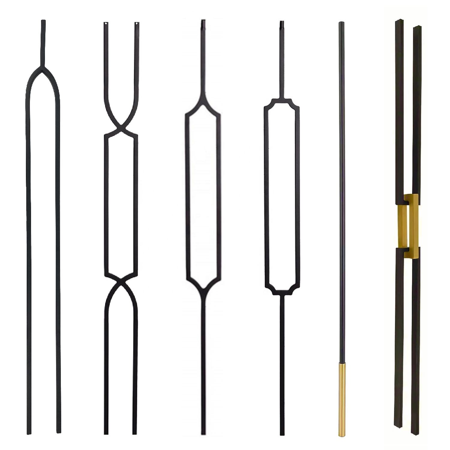 WTH5053 Luxury Modern Design Wrought Iron Handrail with Post Column Balustrades Interior Stair Railing for Villa Staircases - Image 2