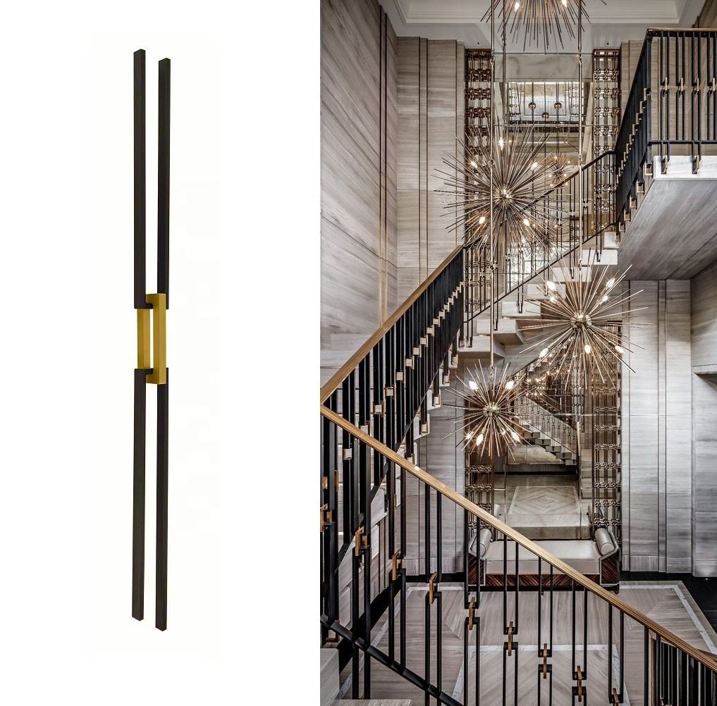 WTH5053 Luxury Modern Design Wrought Iron Handrail with Post Column Balustrades Interior Stair Railing for Villa Staircases - Image 3