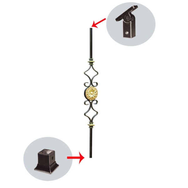 WTH5415 Custom Modern Style Wrought Iron Pillars Durable Stair Handrail for Villa Posts - Image 2