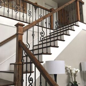 WTH5417 Elegant Modern Design Indoor Iron Balustrade Railing Post Luxury Villa Staircase Decorative Handrails Durable Features
